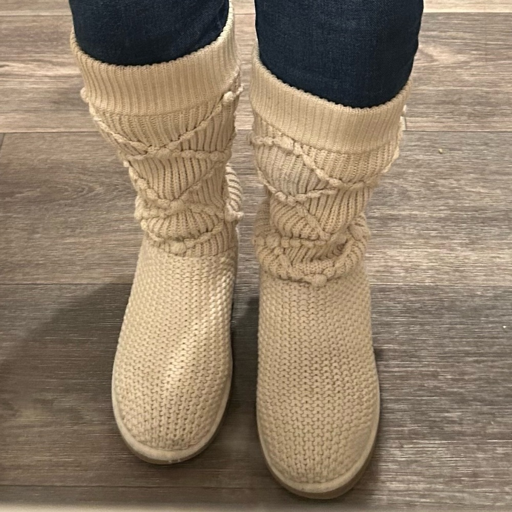 UGG Knit Braided Pull-On Booties in Cream